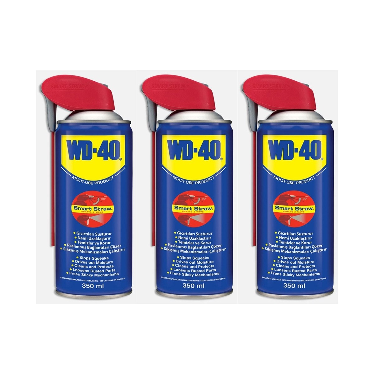 3 Adet Wd 40 Smart Straw Akıllı Kaybolmayan Pipetli Pas Sökücü Yağlayıcı 350 ml