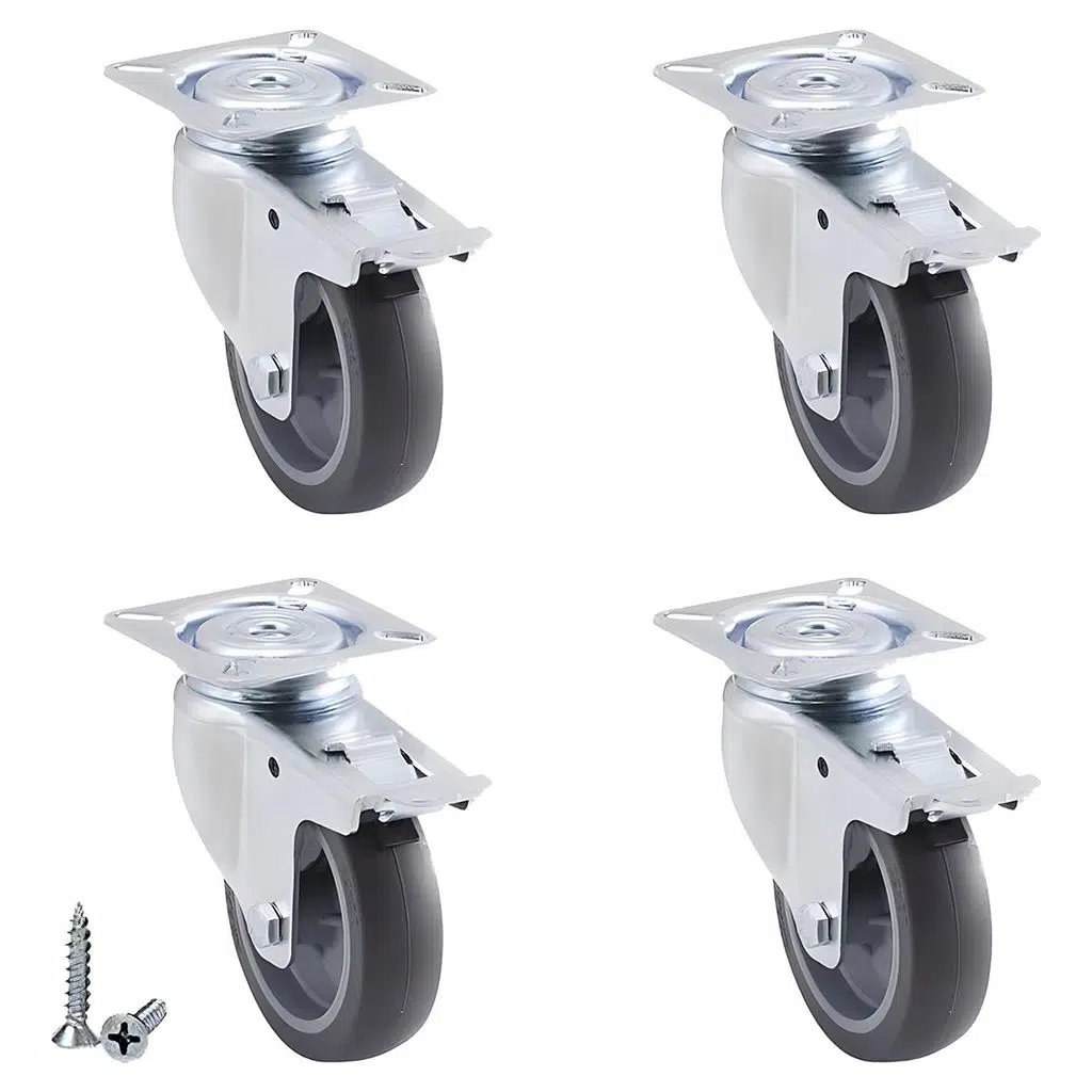 Sehpa Tekerleği Mobilya 4'lü Frenli Masa Tekeri - 75 mm Çap